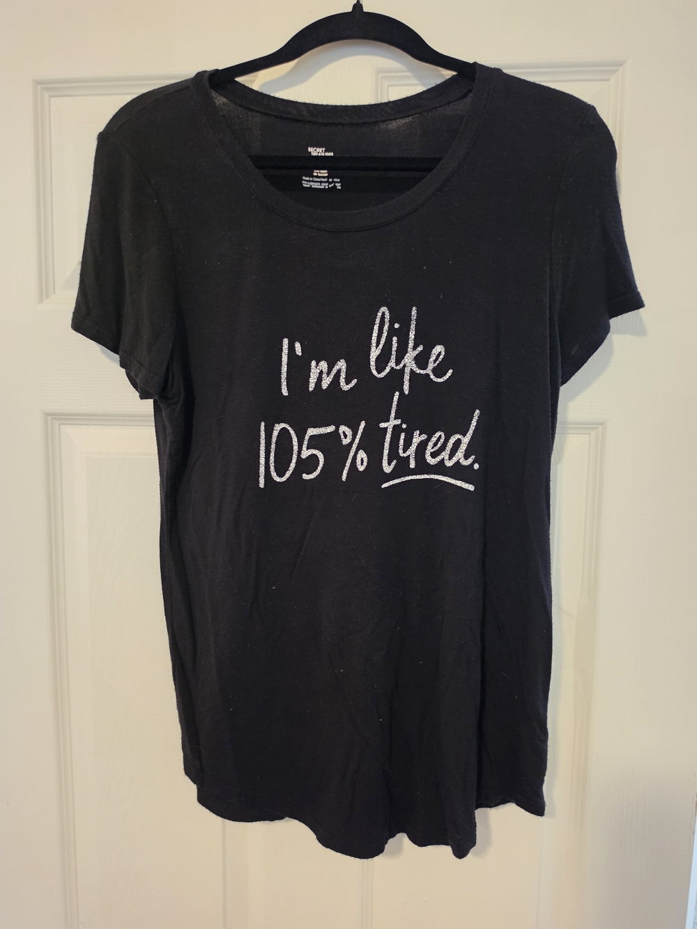 Secret Treasures Black Short-Sleeve Graphic Tee with White Script